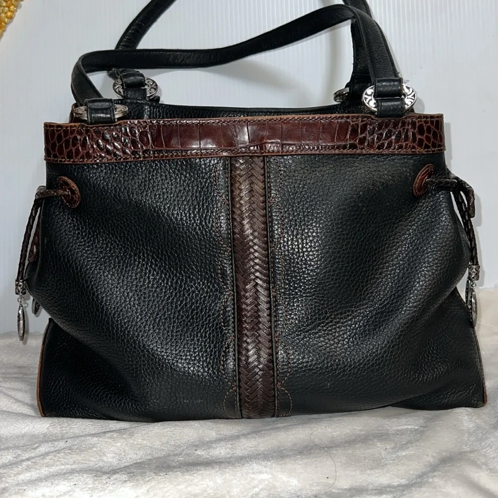 Brighton black leather hand shoulder bag 1 - Picture 2 of 13